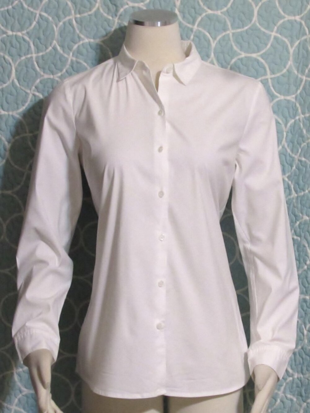 NEW Womens Ladies J. JILL White Cotton Stretch L/S Top Shirt S Orig $79